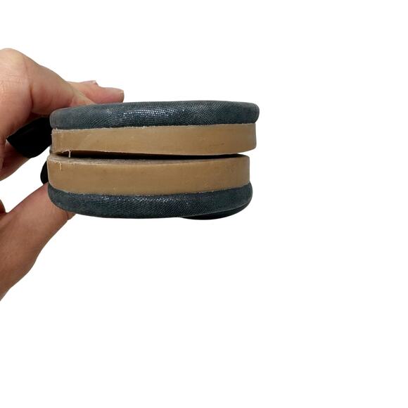 TORY Burch Navy Blue Sparkle Miller Logo Sandals Size 8.5 - Picture 6 of 10